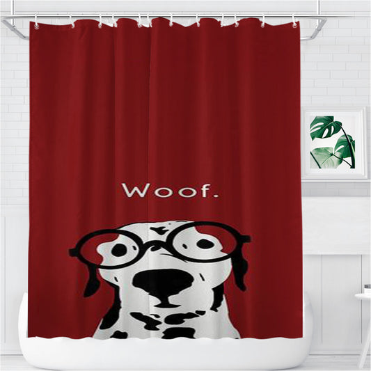 Snip The Dalmatian In Burgundy Bathroom Shower Curtain Fabric Waterproof | 66 X 72 Inch