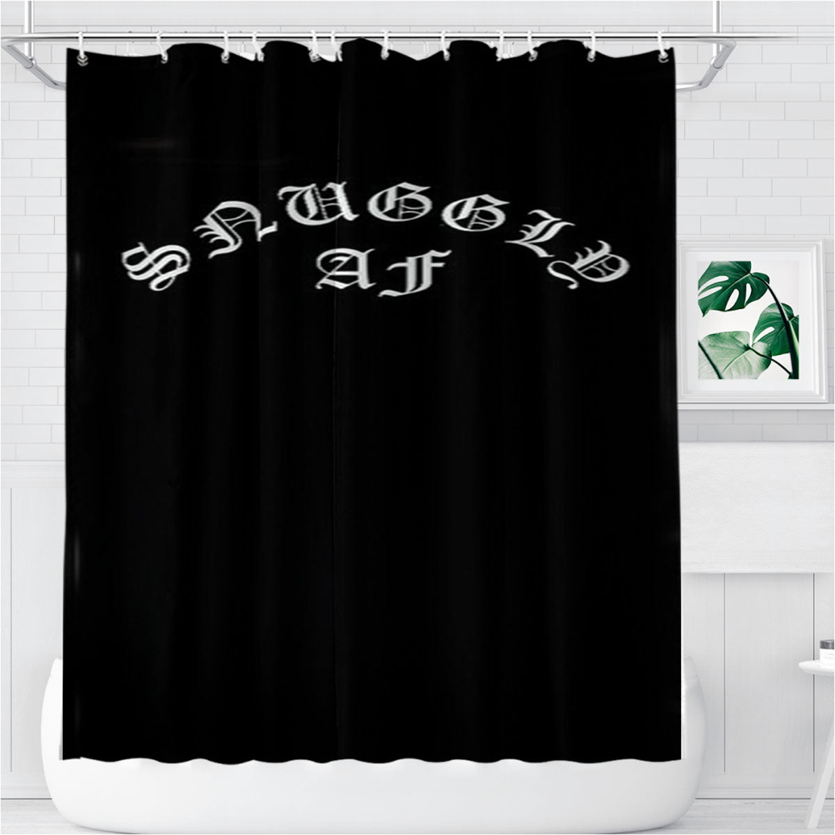 Snnuggly Af Spooning Cuddle Bunny Monster Bathroom Shower Curtain Fabric Waterproof | 66 X 72 Inch