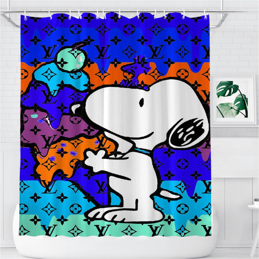 Snoopy Bathroom Shower Curtain Fabric Waterproof | 66 X 72 Inch