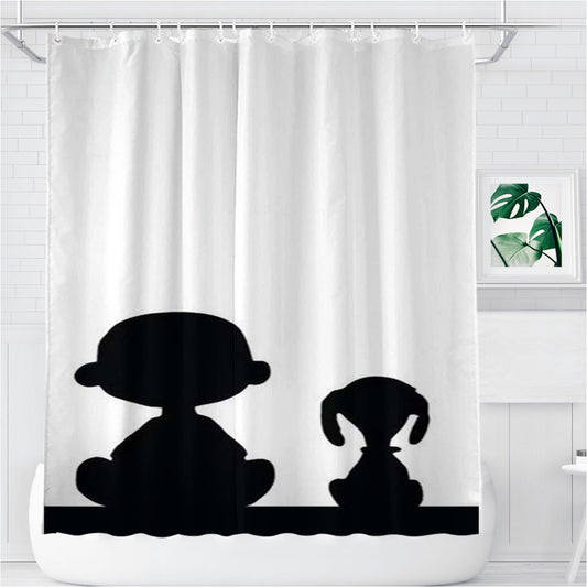 Snoopy And Charlie Brown Bathroom Shower Curtain Fabric Waterproof | 66 X 72 Inch