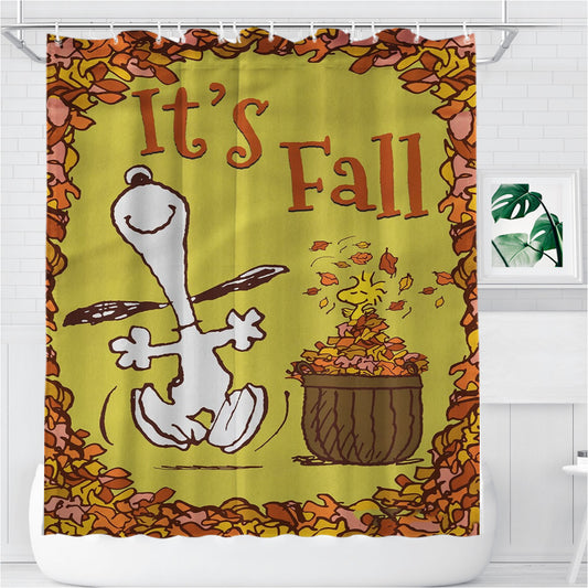Personalized Snoopy And Woodstock Fall Shower Curtain Farmhouse Bathroom Decor