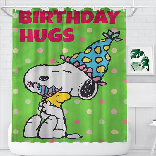Personalized Snoopy Birthday Shower Curtain Farmhouse Bathroom Decor