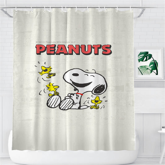 Snoopy Comic Bathroom Shower Curtain Fabric Waterproof | 66 X 72 Inch