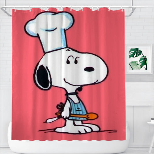 Snoopy Cooking Bathroom Shower Curtain Fabric Waterproof | 66 X 72 Inch