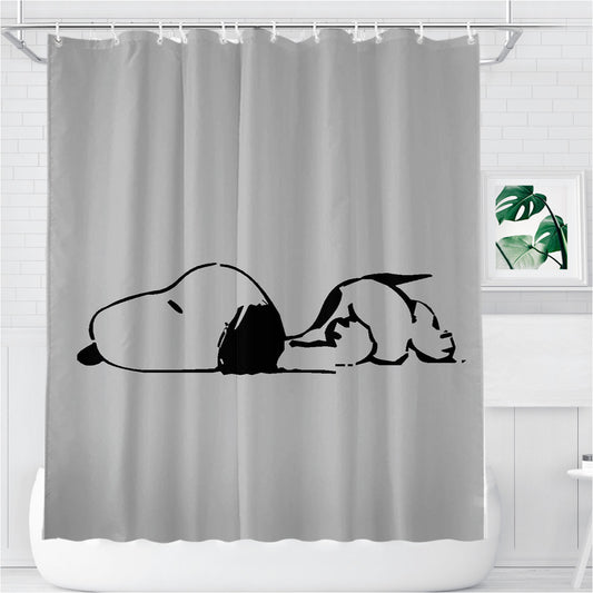 Snoopy Dog Bathroom Shower Curtain Fabric Waterproof | 66 X 72 Inch