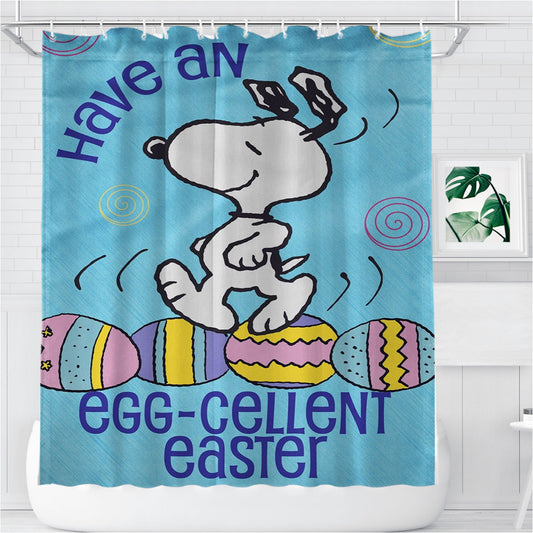 Snoopy Easter Bathroom Shower Curtain Fabric Waterproof