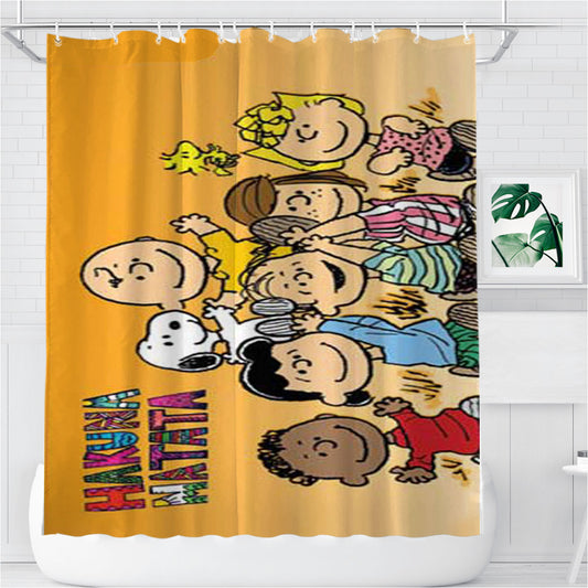 Snoopy Hakuna Orange Bathroom Shower Curtain Fabric Waterproof | 66 X 72 Inch