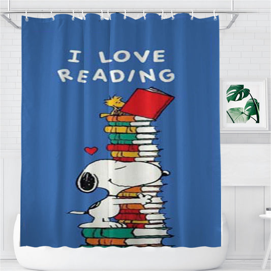 Personalized Snoopy I Love Reading Shower Curtain Farmhouse Bathroom Decor