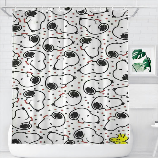 Snoopy Pattern Mobile Bathroom Shower Curtain Fabric Waterproof | 66 X 72 Inch