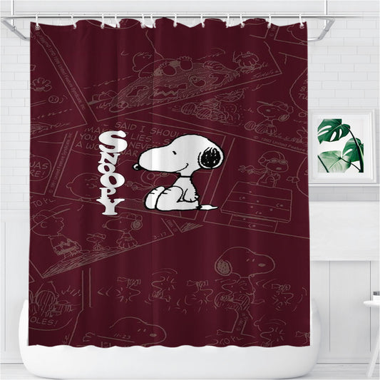 Snoopy Peanuts Bathroom Shower Curtain Fabric Waterproof | 66 X 72 Inch