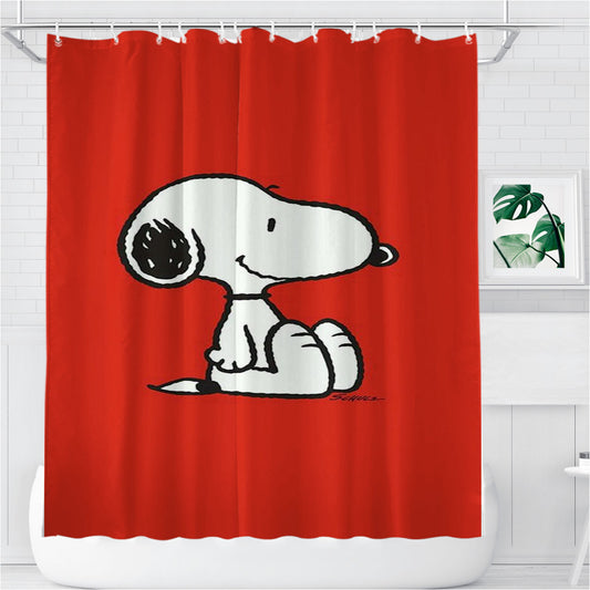 Snoopy Red Bathroom Shower Curtain Fabric Waterproof | 66 X 72 Inch