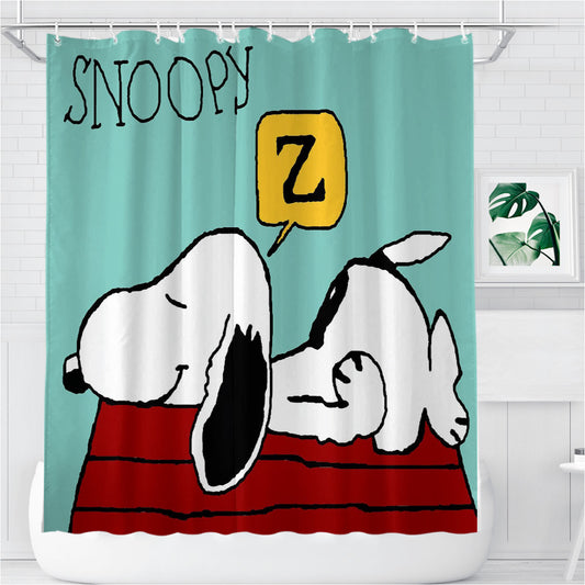 Snoopy Sleep Bathroom Shower Curtain Fabric Waterproof | 66 X 72 Inch