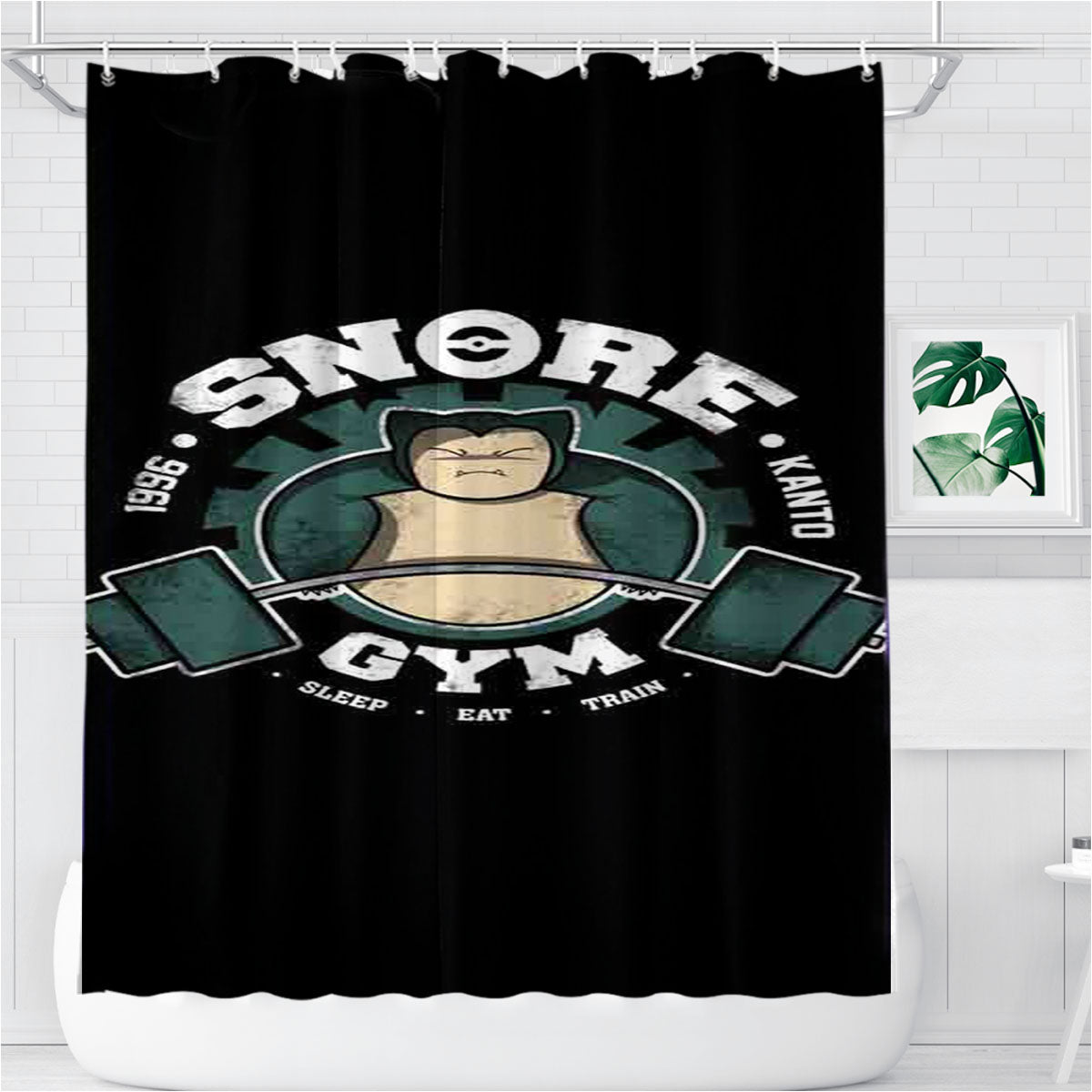 Snore Gym Bathroom Shower Curtain Fabric Waterproof | 66 X 72 Inch