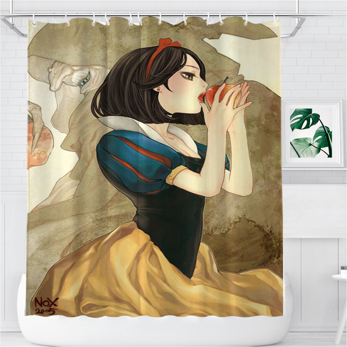 Snow White Bathroom Shower Curtain Fabric Waterproof | 66 X 72 Inch