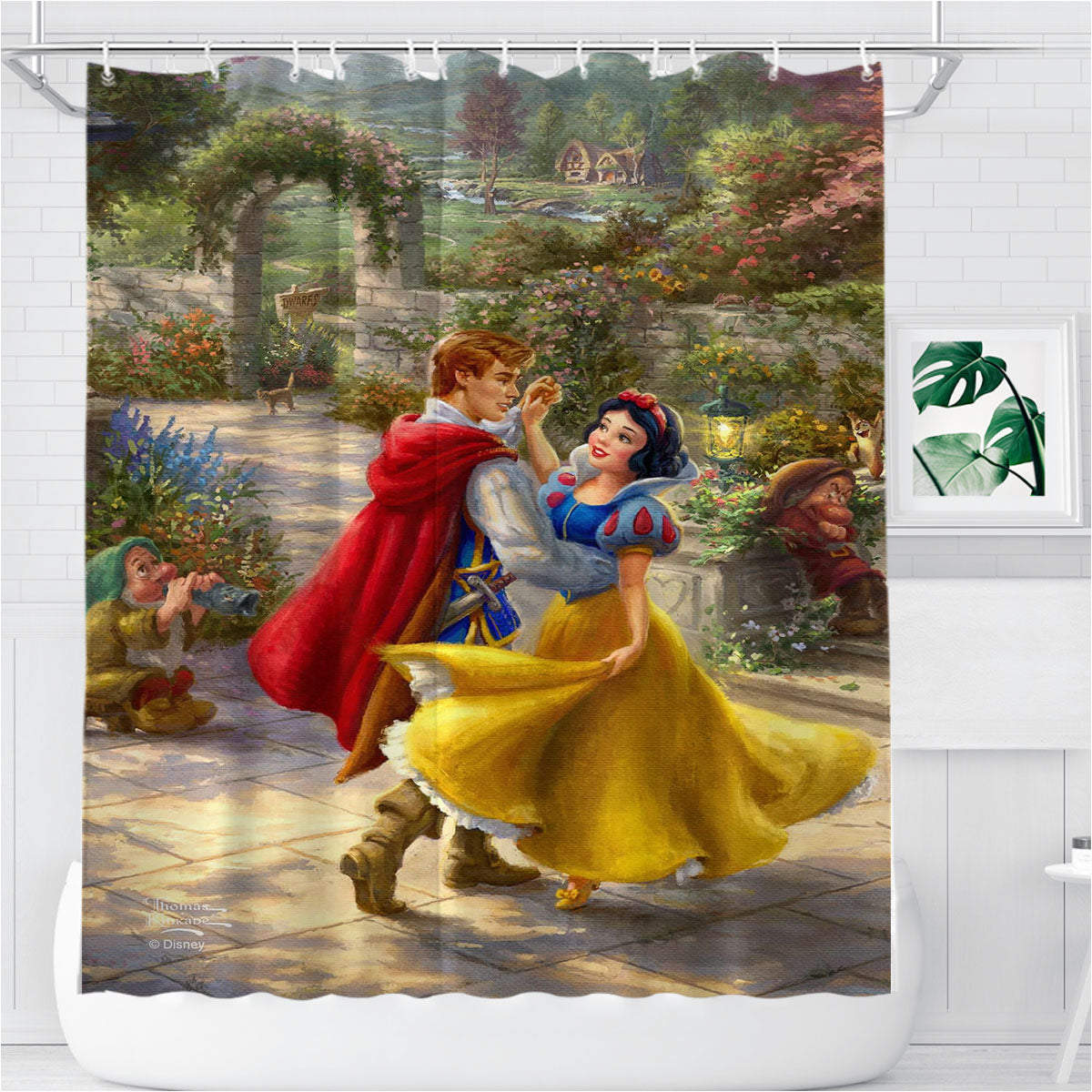 Snow White Dancing In The Sunlight Bathroom Shower Curtain Fabric Waterproof | 66 X 72 Inch