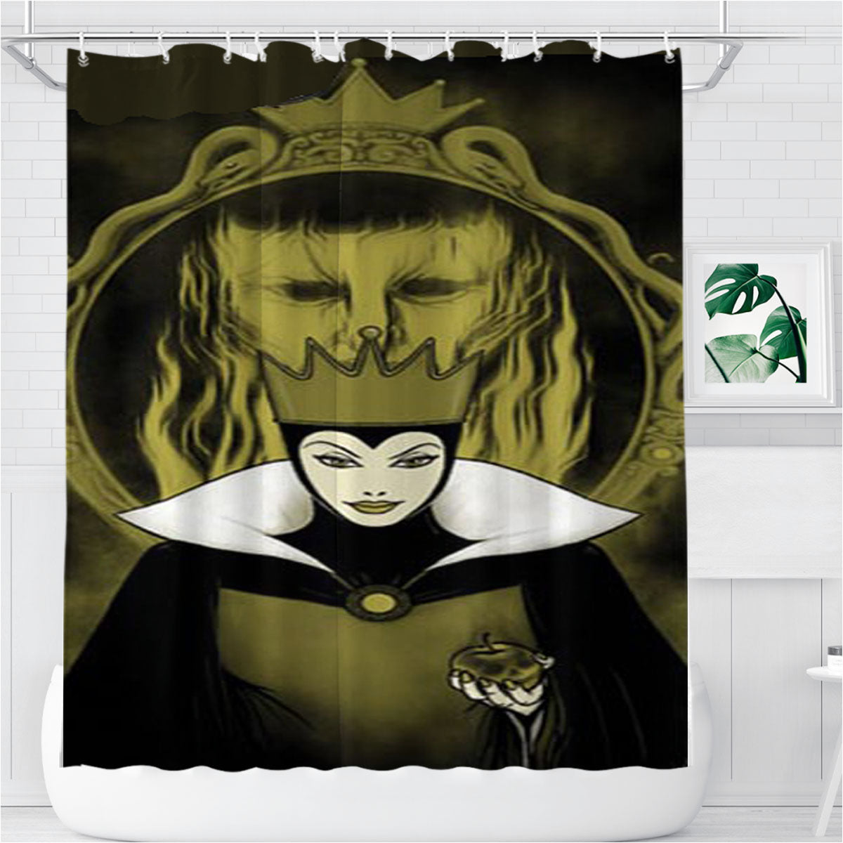 Snow White Evil Queen Mirror Bathroom Shower Curtain Fabric Waterproof | 66 X 72 Inch