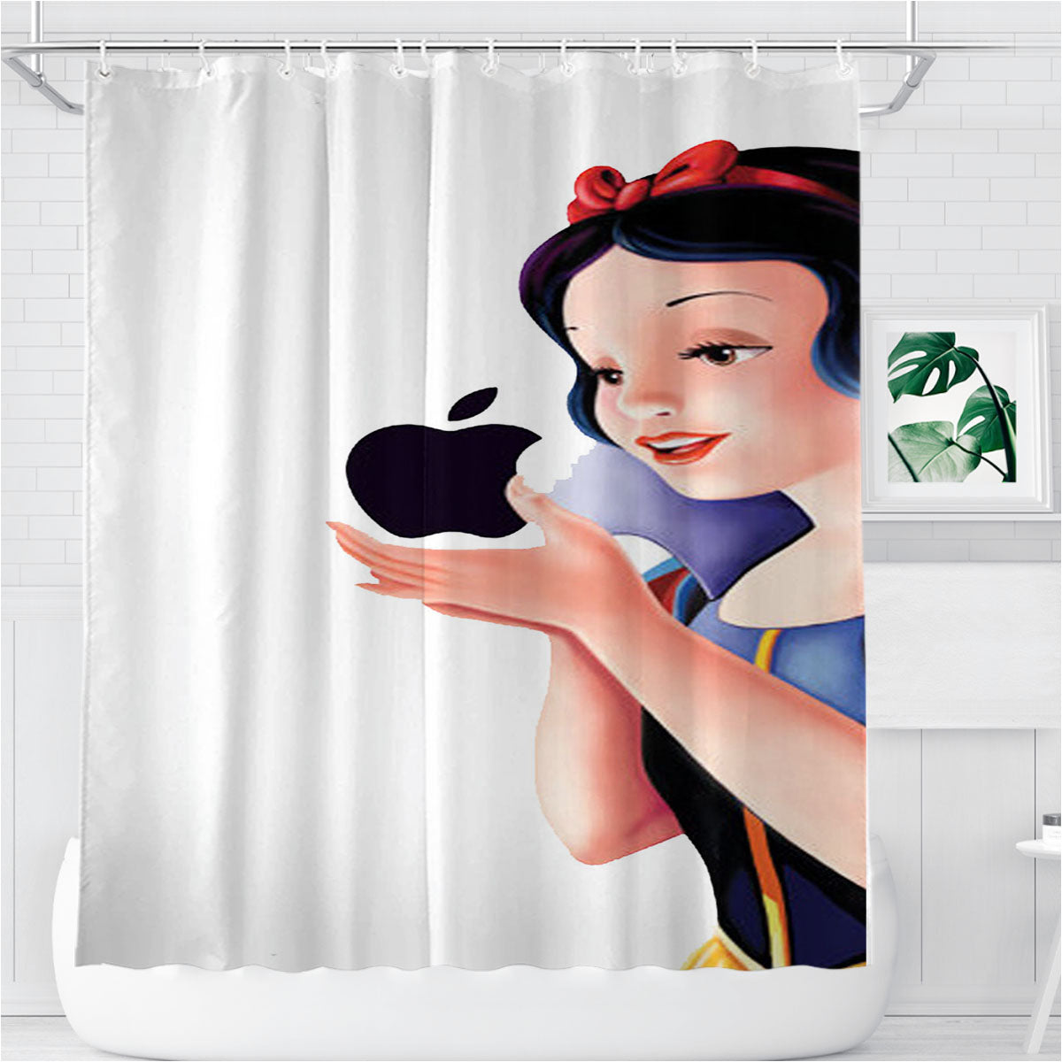 Snow White Snow Case Bathroom Shower Curtain Fabric Waterproof | 66 X 72 Inch