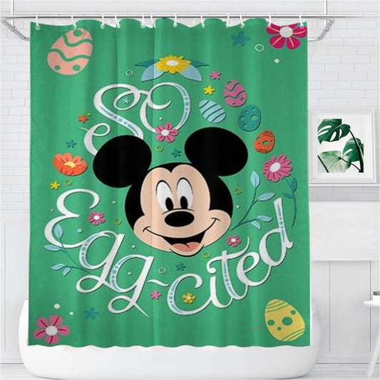 Personalized So Egg-Cited Easter Mickey Mouse Shower Curtain Farmhouse Bathroom Decor