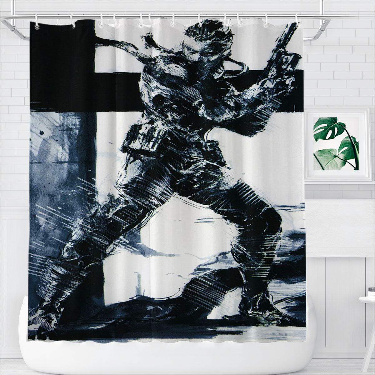Solid Snake Metal Gear Solid Bathroom Shower Curtain Fabric Waterproof | 66 X 72 Inch