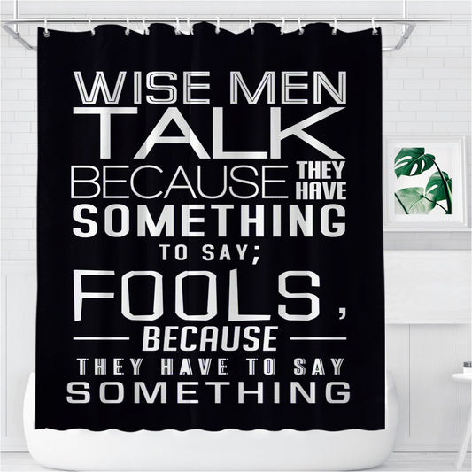 Personalized Something Quote Black Shower Curtain Farmhouse Bathroom Decor
