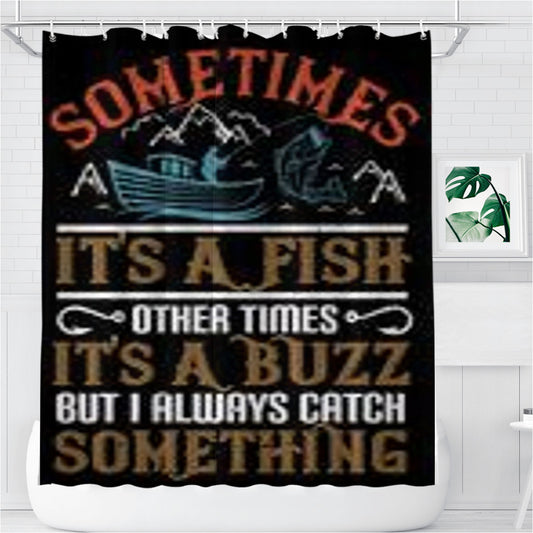 Sometimes It'S A Fish Bathroom Shower Curtain Fabric Waterproof