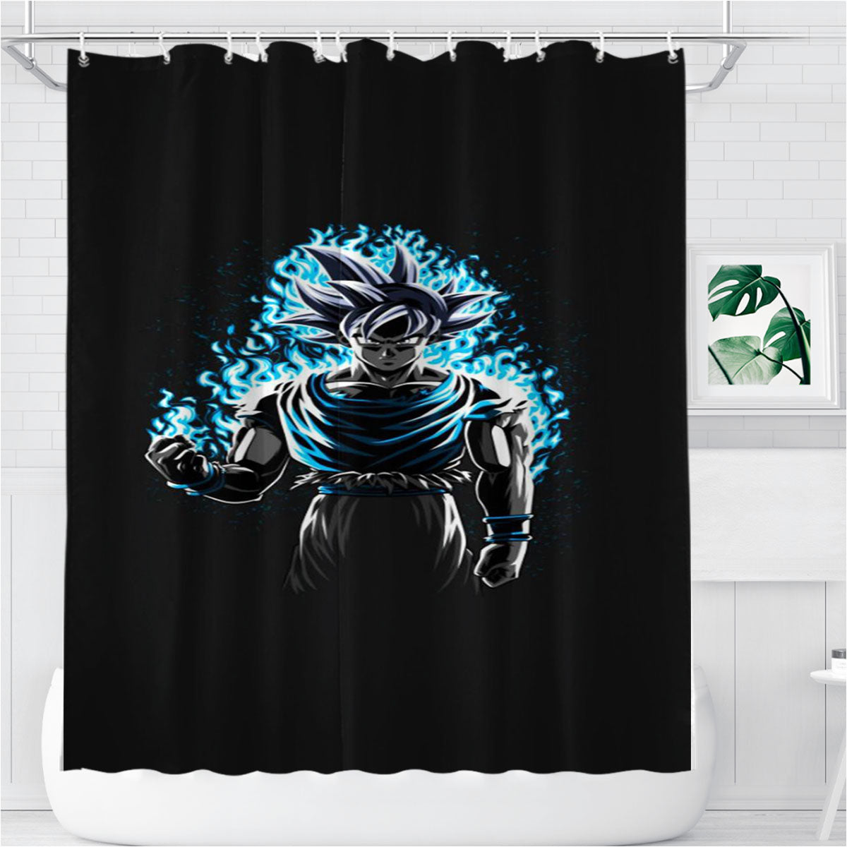 Son Goku Blue Ultra Instinct Bathroom Shower Curtain Fabric Waterproof | 66 X 72 Inch