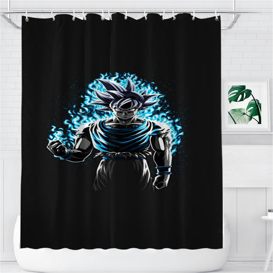 Personalized Son Goku Blue Ultra Instinct Shower Curtain Farmhouse Bathroom Decor