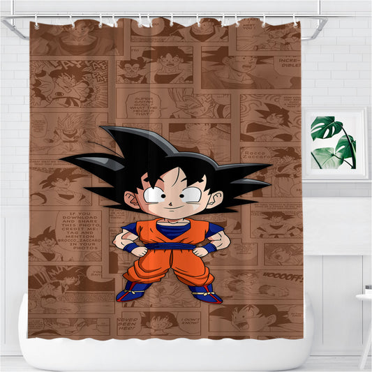 Personalized Son Goku Comic Shower Curtain Farmhouse Bathroom Decor