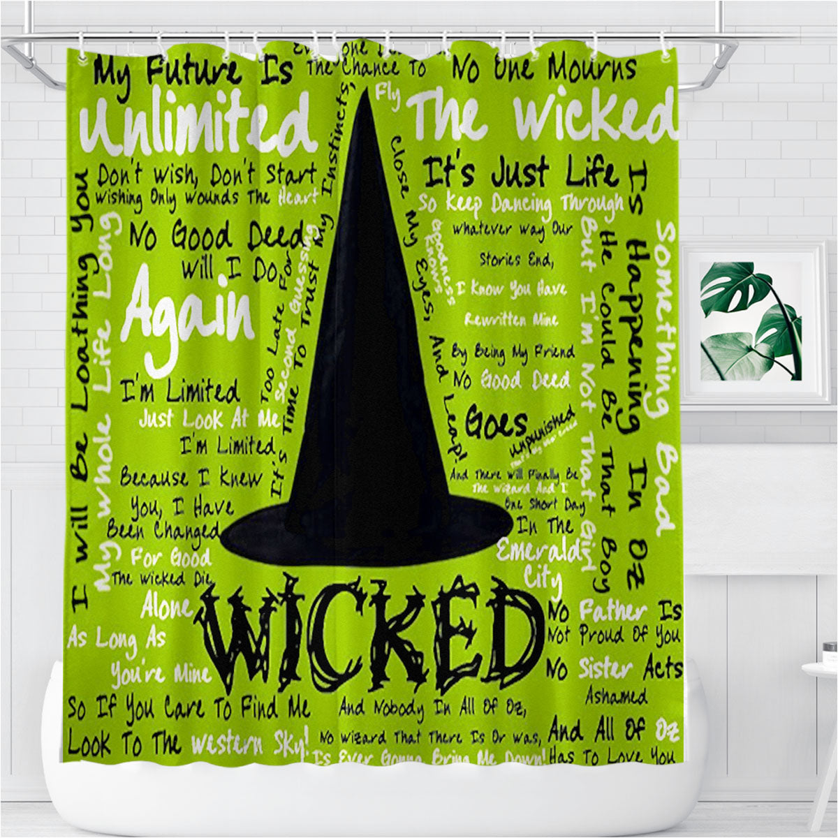 Song Of Wicked The Musical Green Lyrics Bathroom Shower Curtain Fabric Waterproof | 66 X 72 Inch