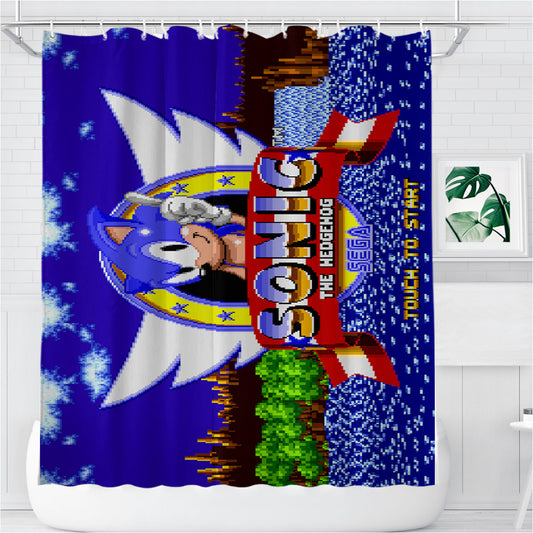 Personalized Sonic The Hedgehog Game Shower Curtain Farmhouse Bathroom Decor