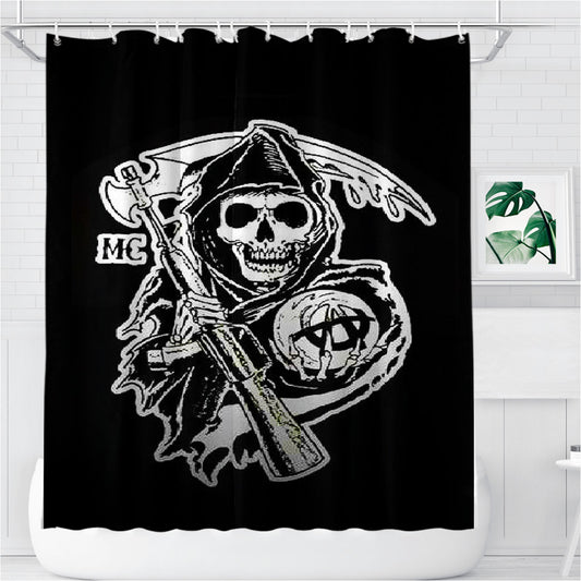 Personalized Sons Of Anarchy Mc Logo Shower Curtain Farmhouse Bathroom Decor