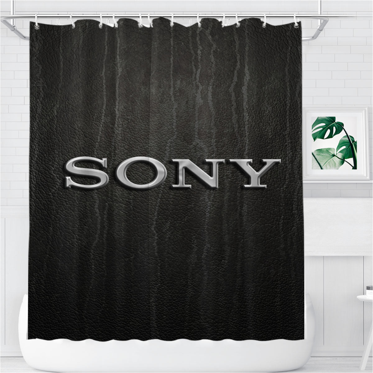 Sony Logo Black Action Bathroom Shower Curtain Fabric Waterproof | 66 X 72 Inch