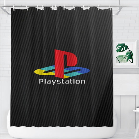 Personalized Sony Playstation Logo Dark Shower Curtain Farmhouse Bathroom Decor