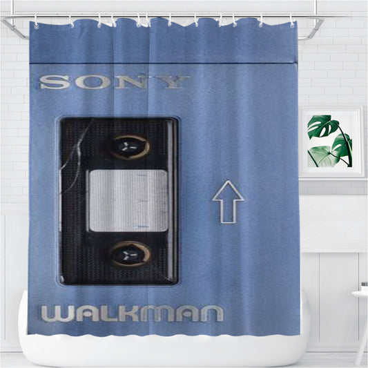 Sony Walkman Bathroom Shower Curtain Fabric Waterproof | 66 X 72 Inch