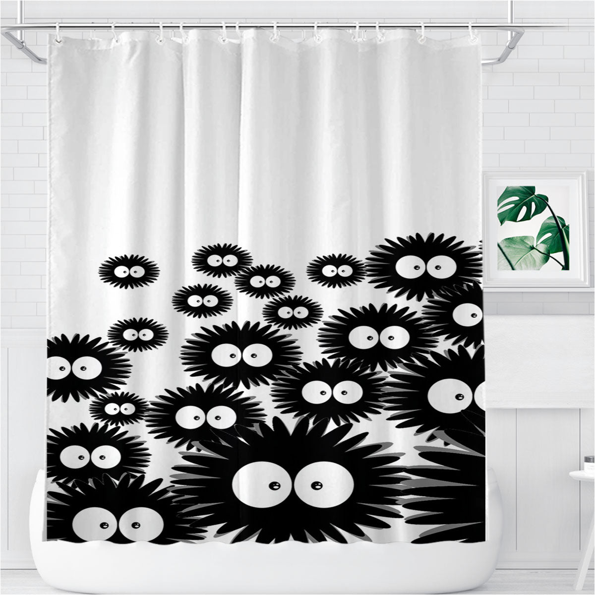 Soot Balls Bathroom Shower Curtain Fabric Waterproof | 66 X 72 Inch