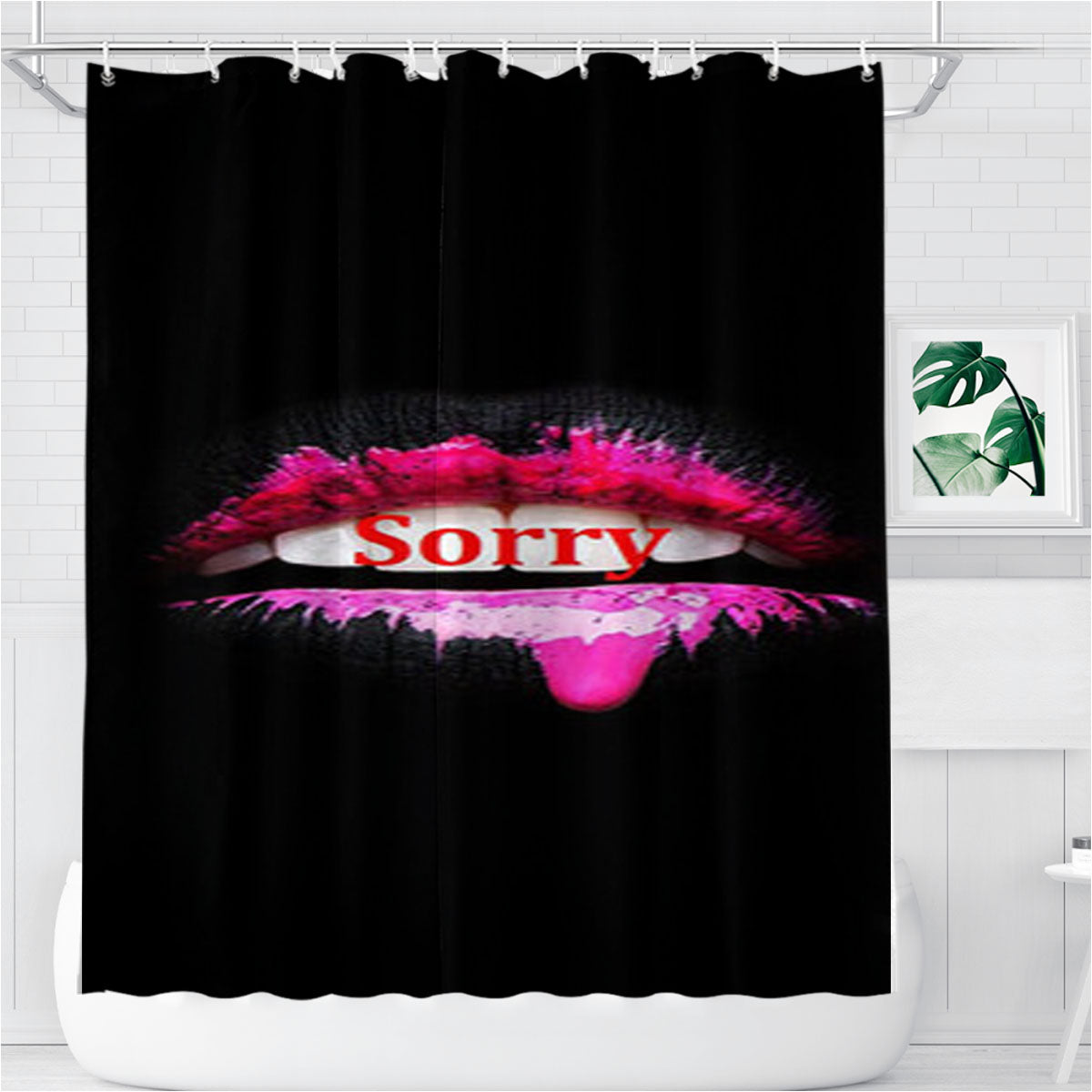 Sorry Mouth Bathroom Shower Curtain Fabric Waterproof | 66 X 72 Inch