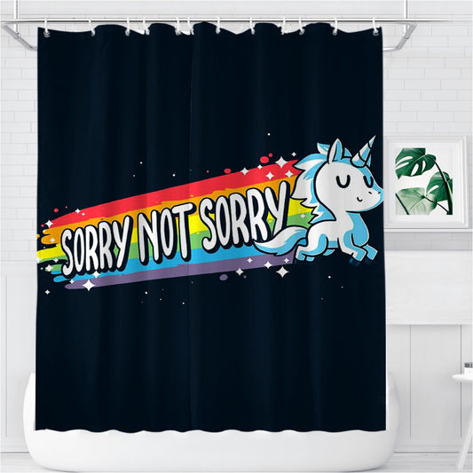 Personalized Sorry Not Sorry Unicorn Shower Curtain Farmhouse Bathroom Decor
