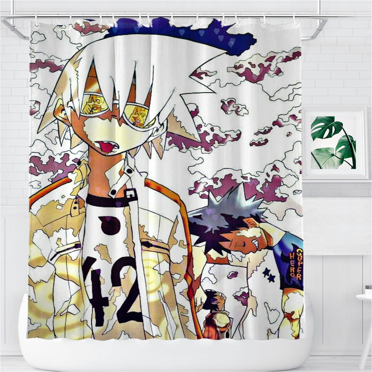 Soul Eater Black Star Bathroom Shower Curtain Fabric Waterproof | 66 X 72 Inch