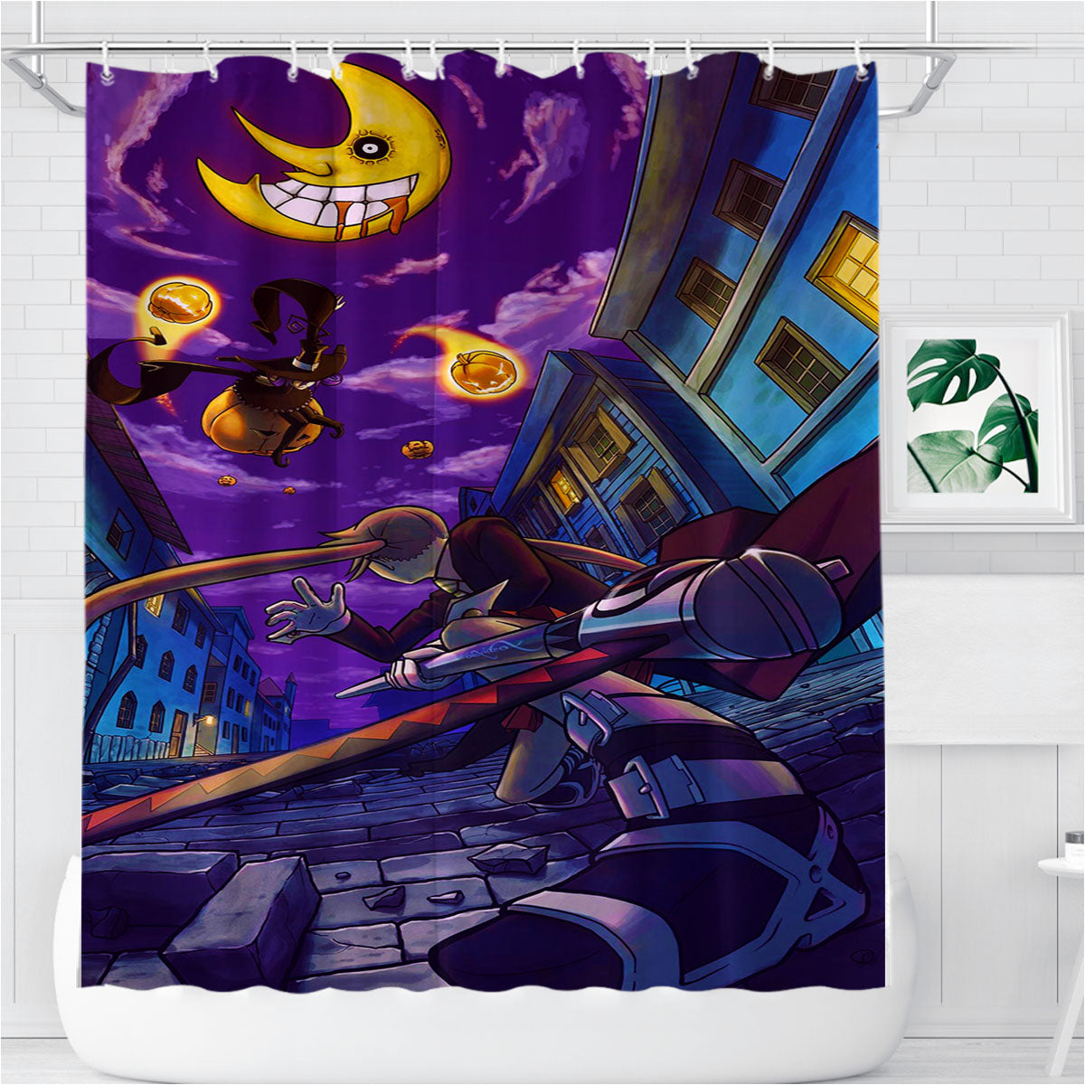 Soul Eater Blair And Maka Bathroom Shower Curtain Fabric Waterproof | 66 X 72 Inch