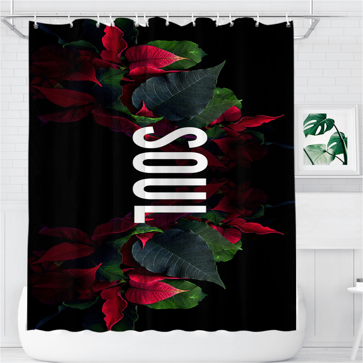 Soul Flower Bathroom Shower Curtain Fabric Waterproof | 66 X 72 Inch