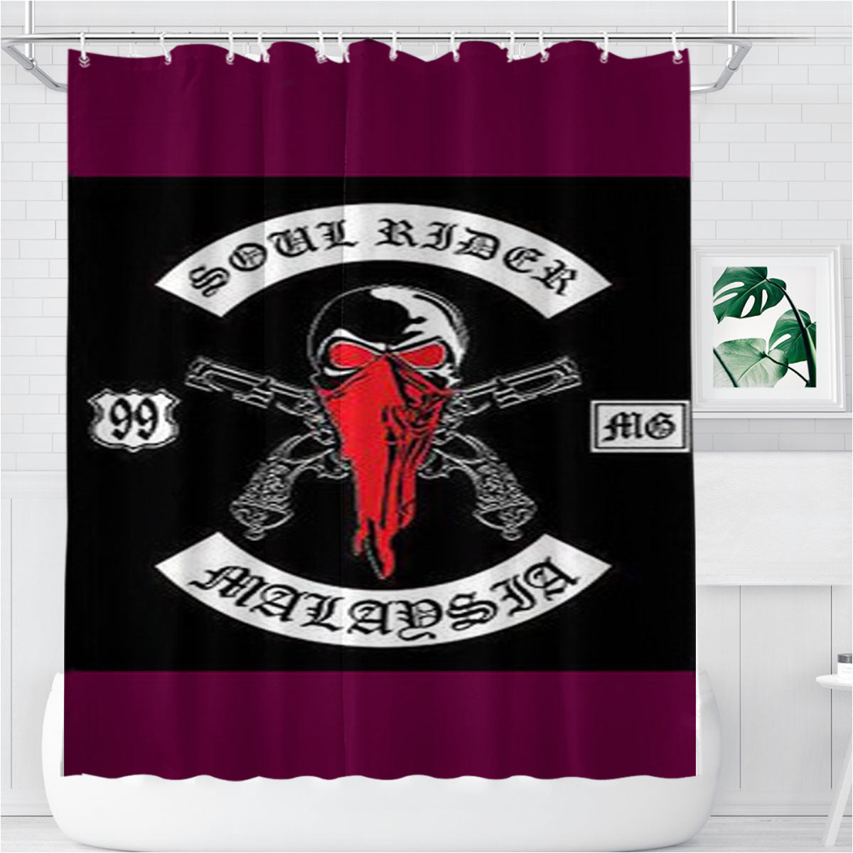 Soul Rider Malaysia Bathroom Shower Curtain Fabric Waterproof | 66 X 72 Inch