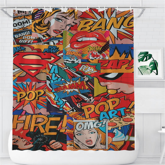 Personalized Sound Quotes In Comic Marvel Shower Curtain Farmhouse Bathroom Decor