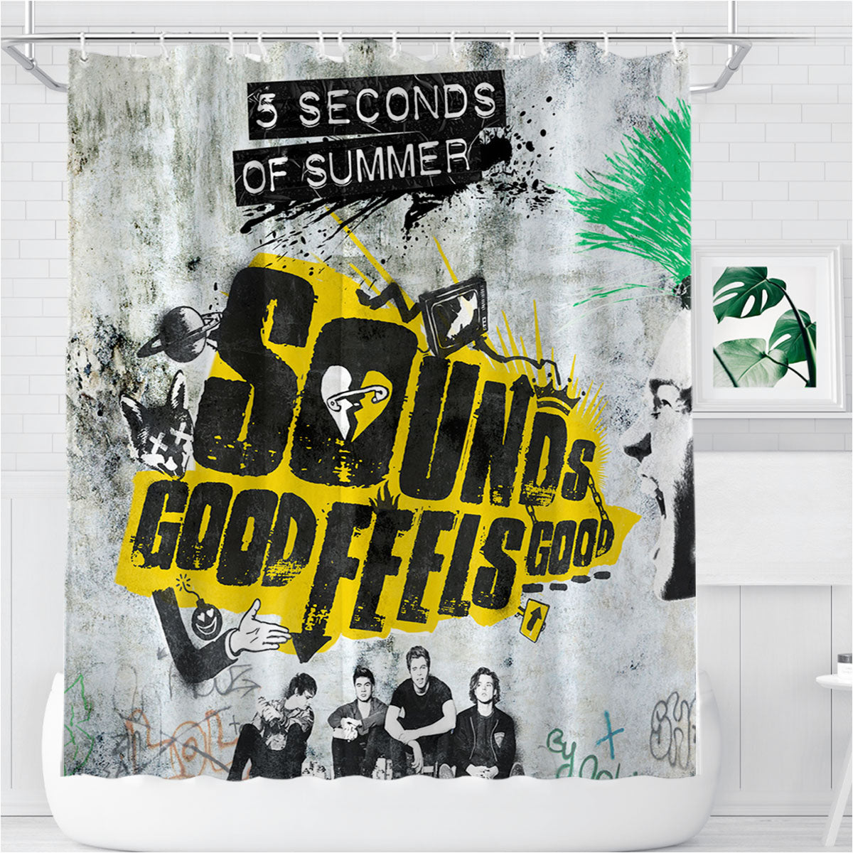 Sounds Good Feels Good Bathroom Shower Curtain Fabric Waterproof | 66 X 72 Inch
