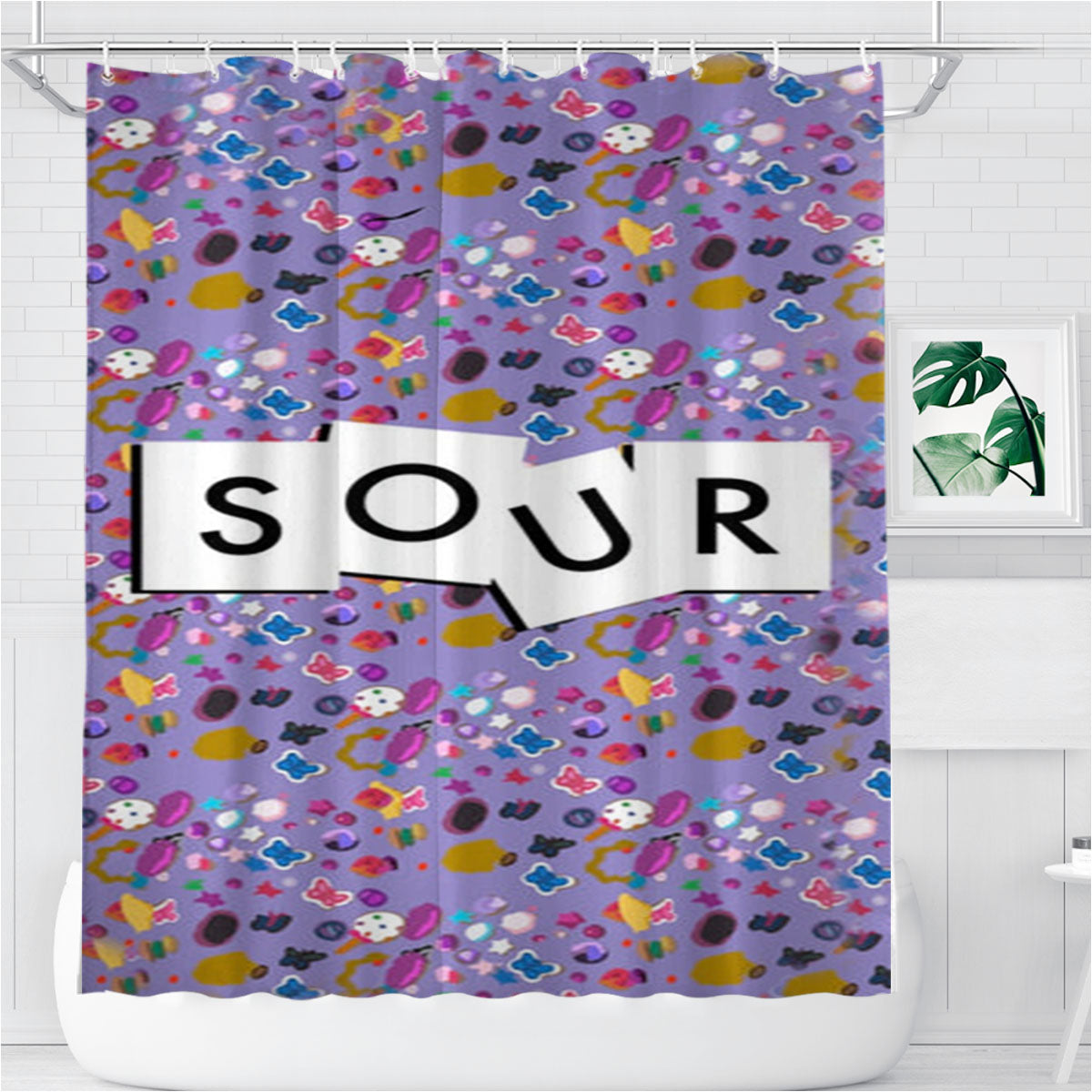 Sour Pattern - Olivia Bathroom Shower Curtain Fabric Waterproof | 66 X 72 Inch