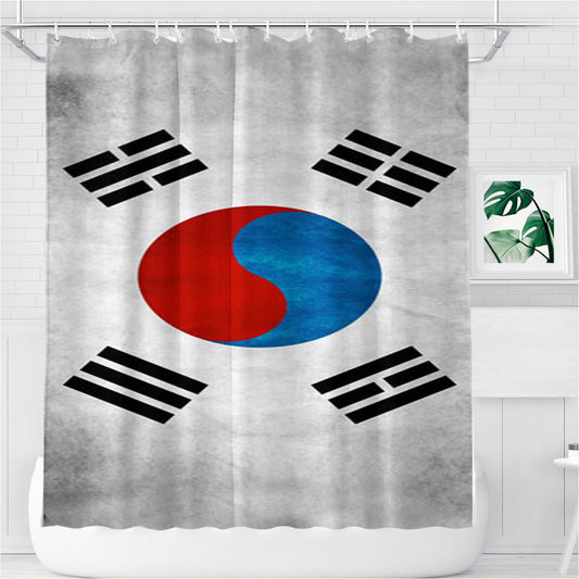 South Korea Flag Bathroom Shower Curtain Fabric Waterproof | 66 X 72 Inch