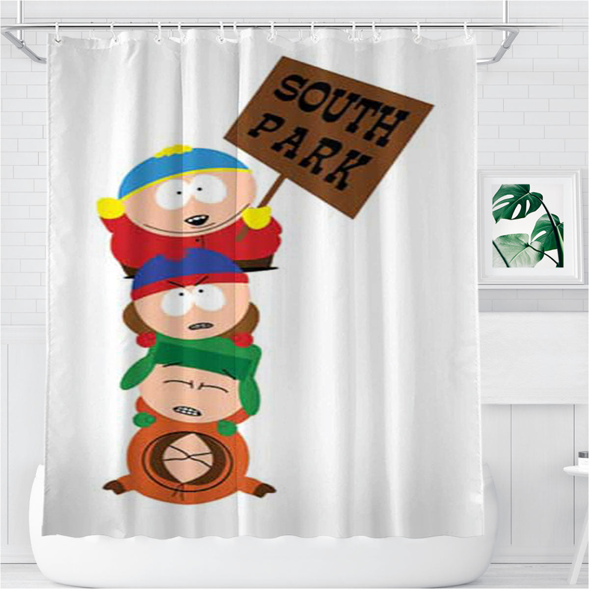 South Park Stacked Bathroom Shower Curtain Fabric Waterproof | 66 X 72 Inch