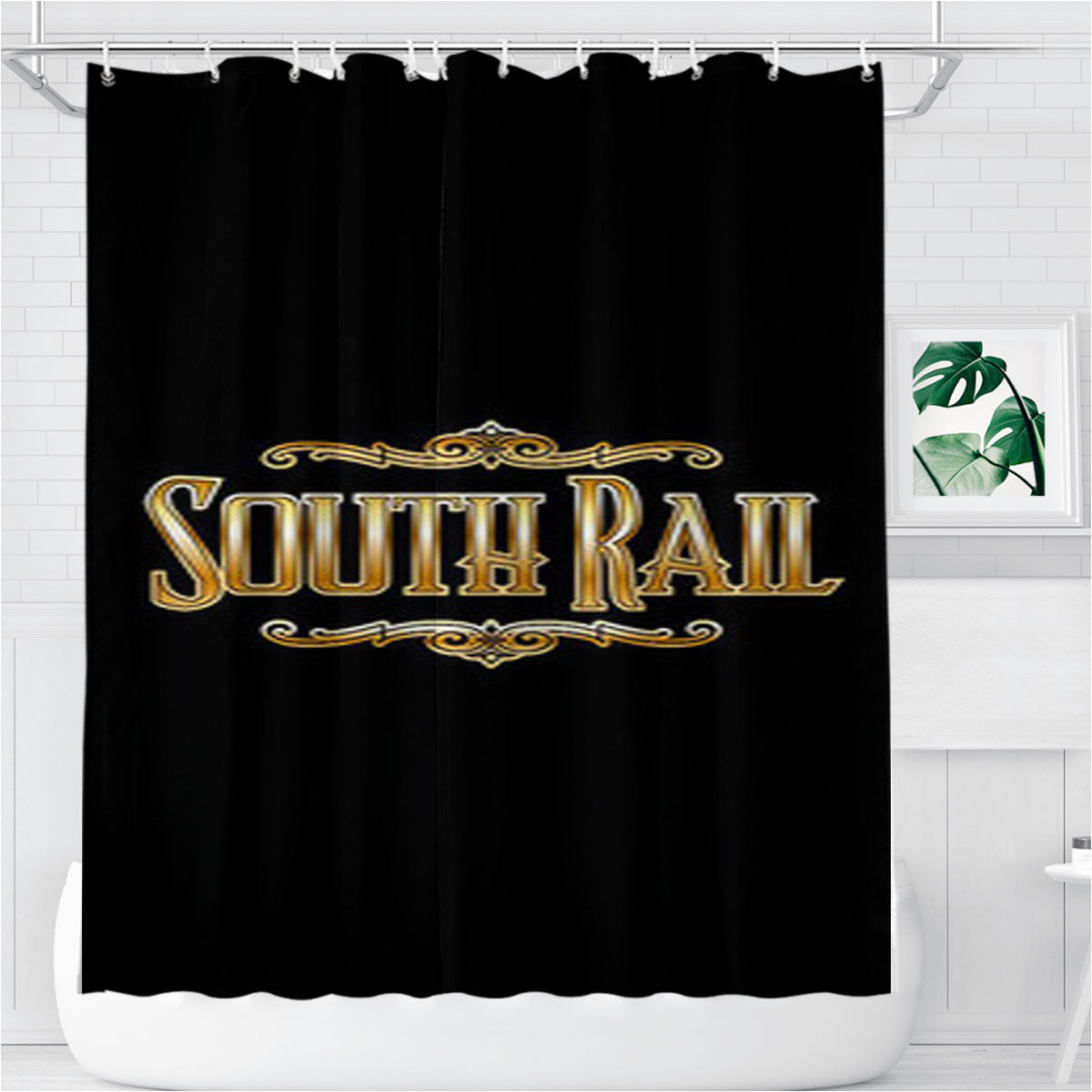 South Rail Bathroom Shower Curtain Fabric Waterproof | 66 X 72 Inch