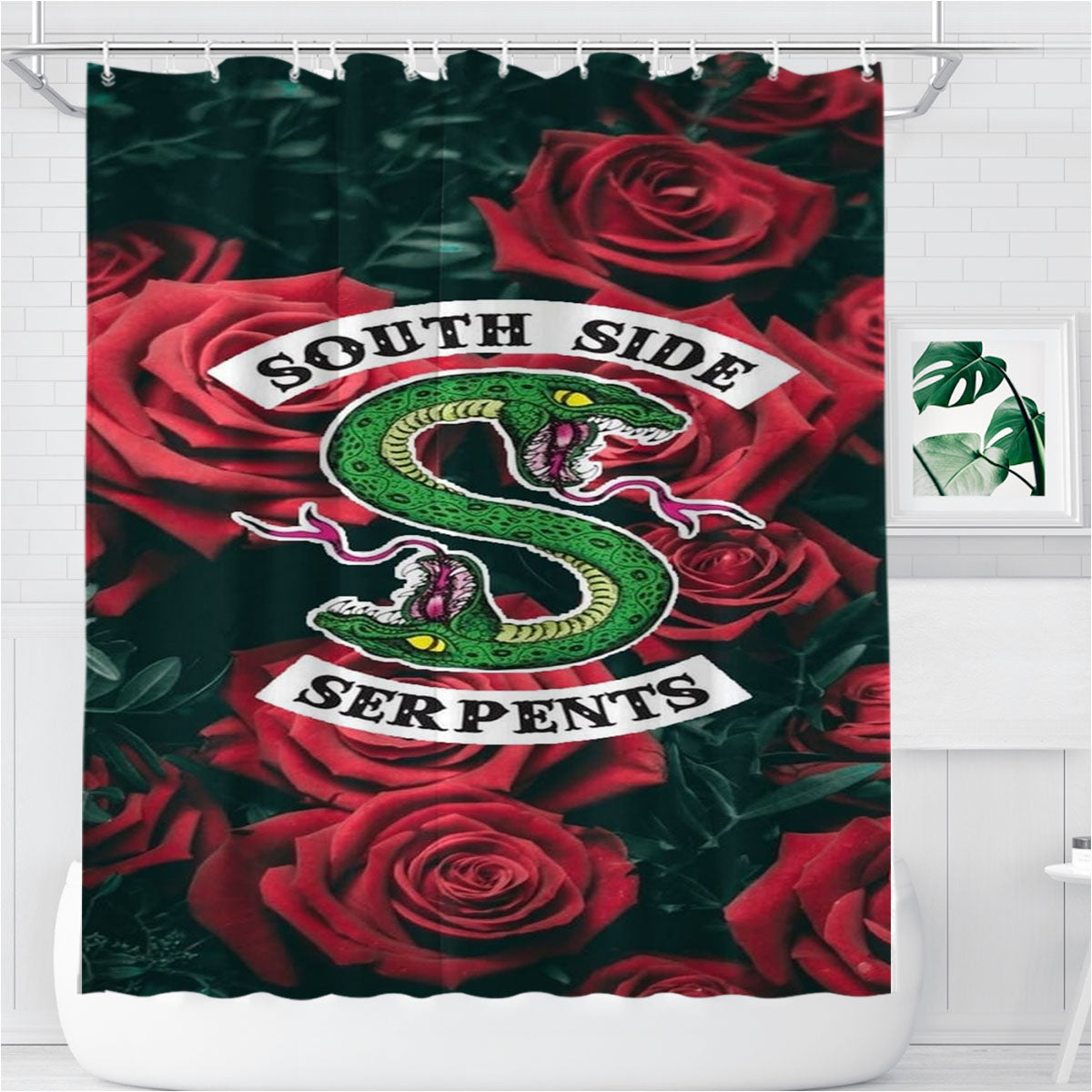 South Side Serpents Snake Flower Rose Logo Bathroom Shower Curtain Fabric Waterproof | 66 X 72 Inch