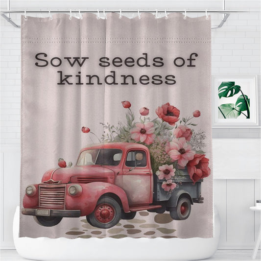Sow Seeds Of Kindness Bathroom Shower Curtain Fabric Waterproof