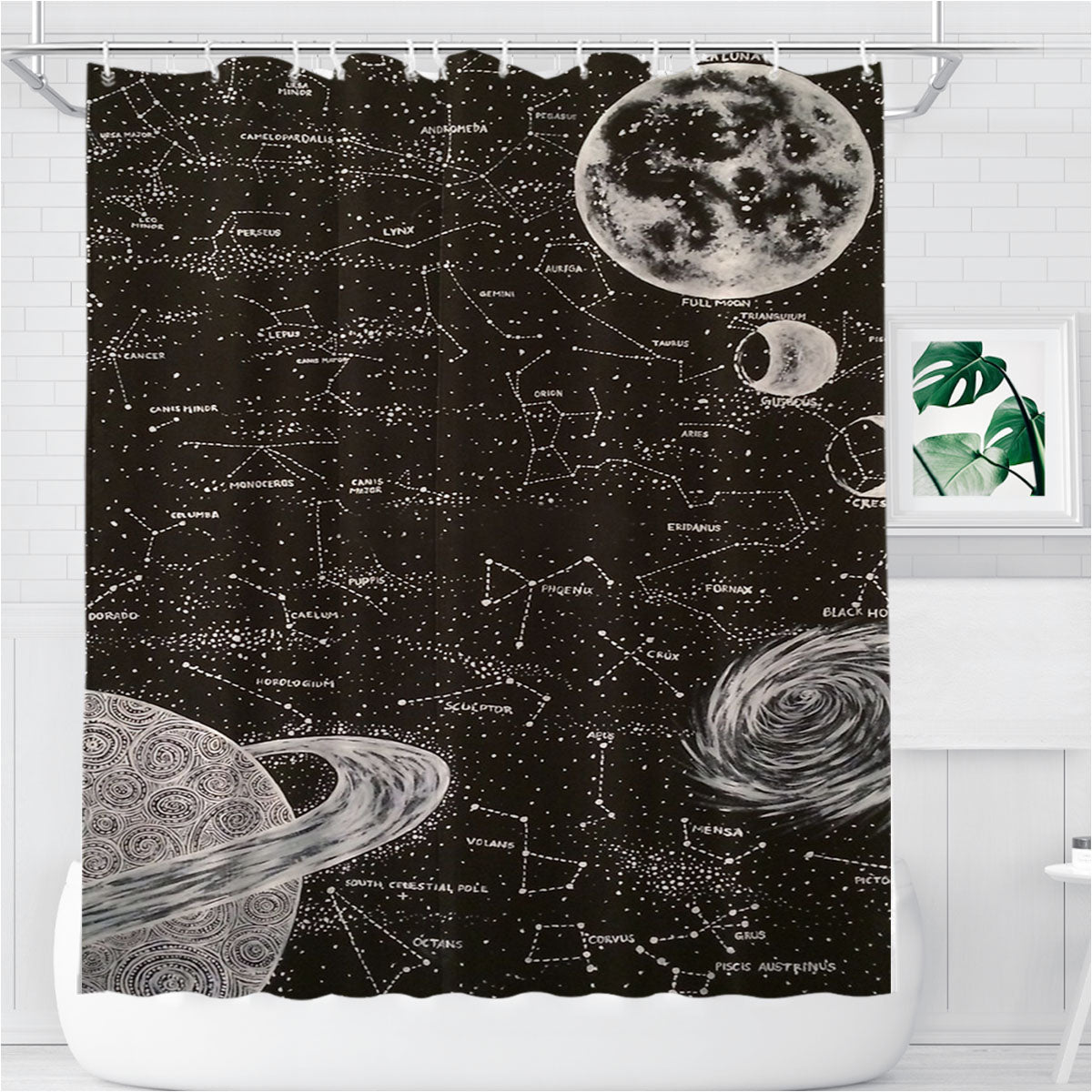 Space Bathroom Shower Curtain Fabric Waterproof | 66 X 72 Inch